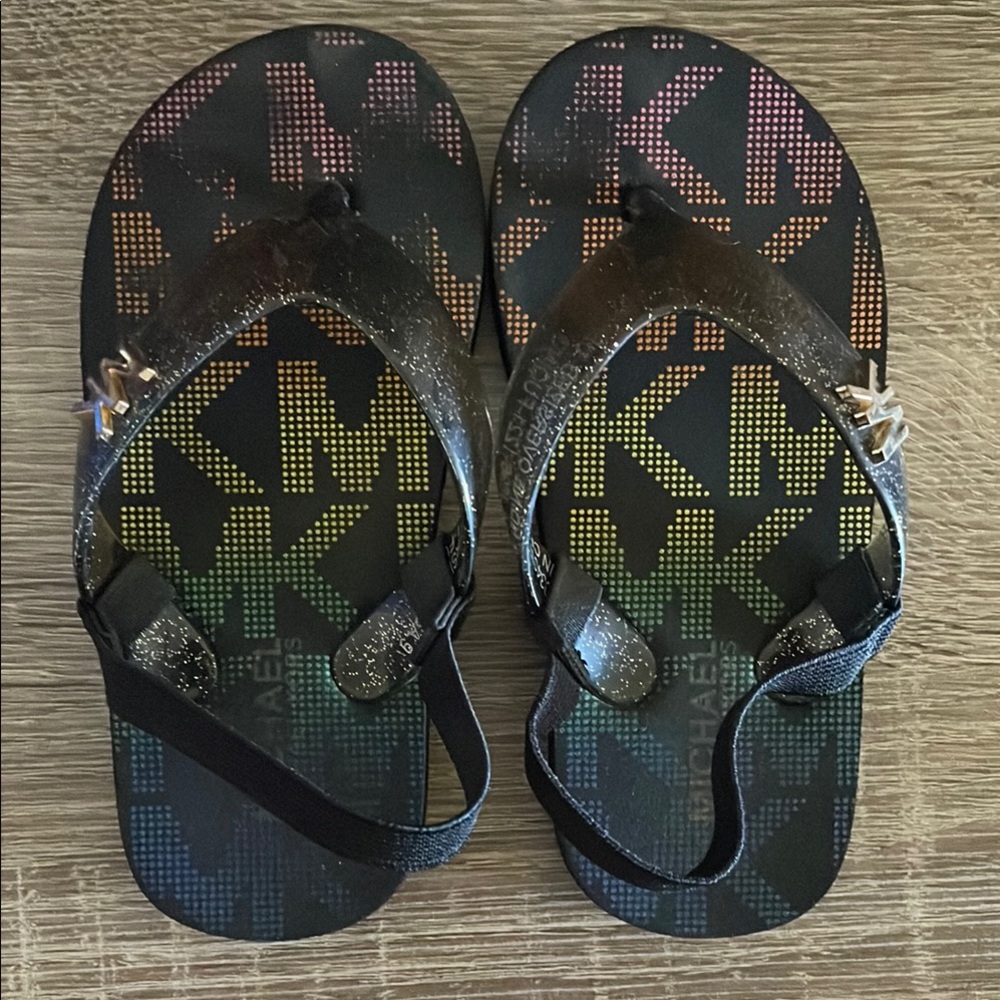 Michael Kors Black Sandals with Multicolor Logo